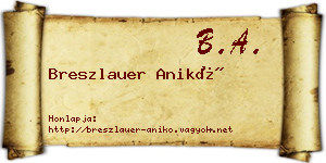 Breszlauer Anikó névjegykártya